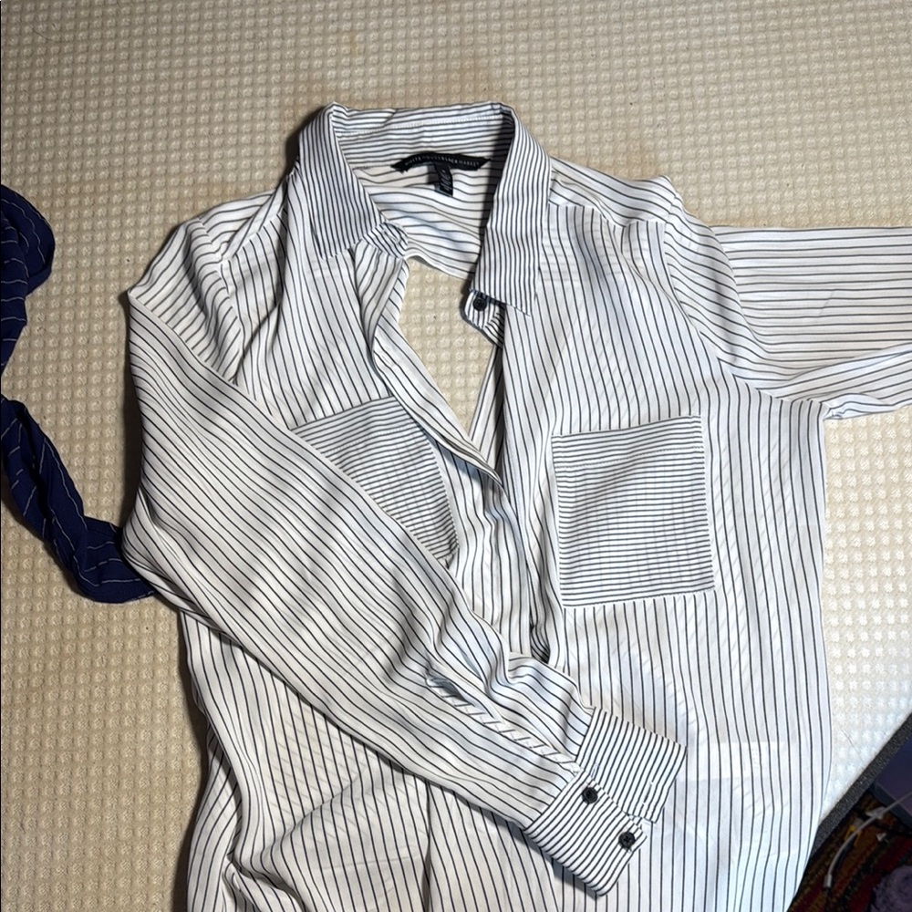 Striped Button-Up Shirt back cut out detail